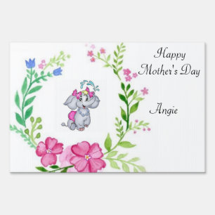 Happy Mother's Day Yard Sign Elephant