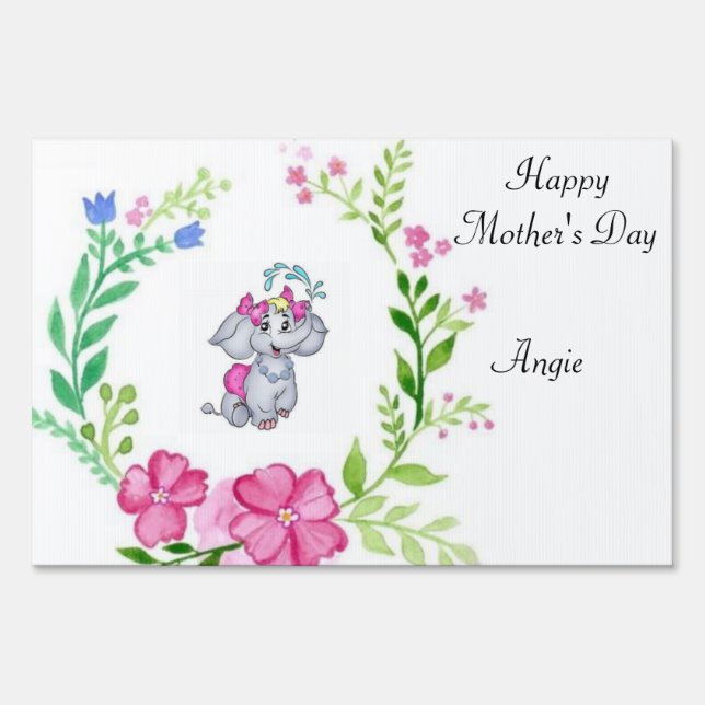 Happy Mother's Day Yard Sign Elephant (Front)
