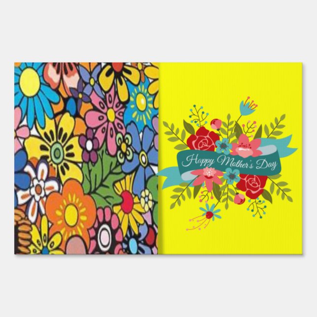 Happy Mother's Day Yard Sign Floral (Front)