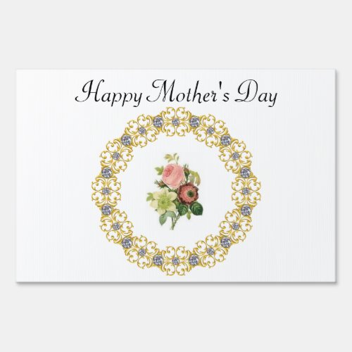 Happy Mothers Day Yard Sign Floral