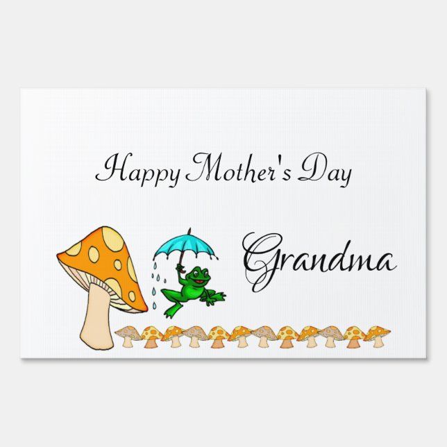 Happy Mother's Day Yard Sign Frog Mushroom Grandma (Front)