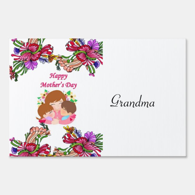 Happy Mother's Day Yard Sign Grandma (Front)