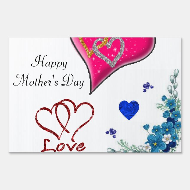 Happy Mother's Day Yard Sign Pink Heart (Back)