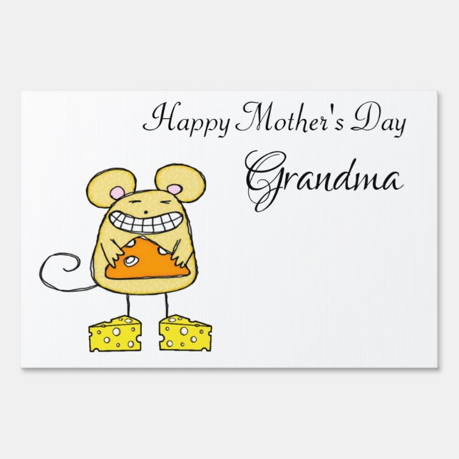 Happy Mother's Day Yard Sign Pizza Cheese Grandma (Front)