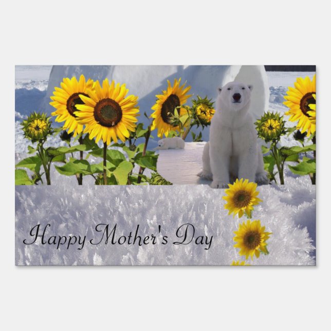 Happy Mother's Day Yard Sign Polar Bear (Front)