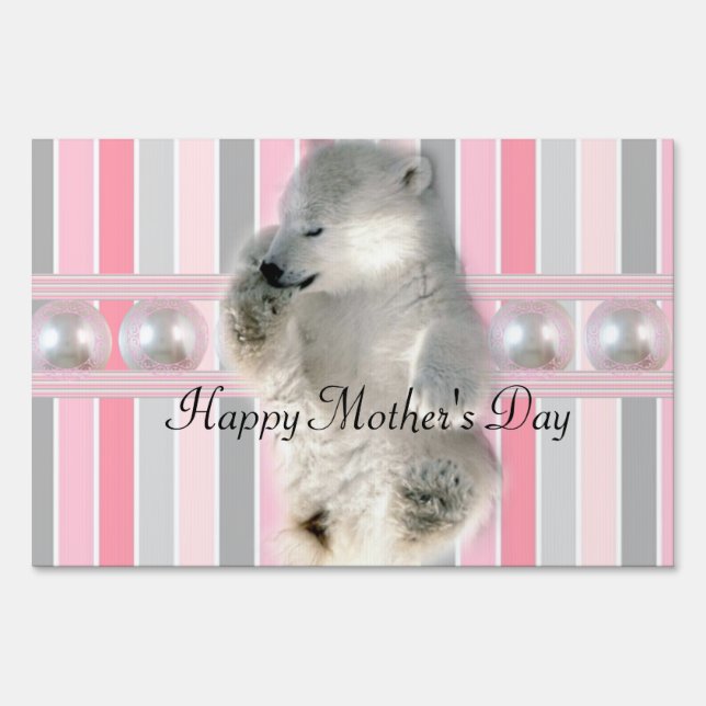 Happy Mother's Day Yard Sign Polar Bear (Front)