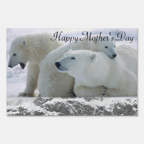 Happy Mothers Day Yard Sign Polar Bear