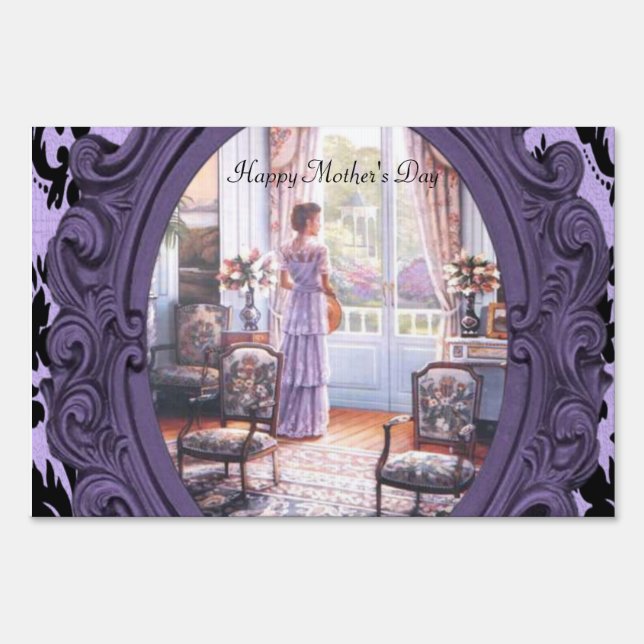 Happy Mother's Day Yard Sign Purple Victorian (Front)