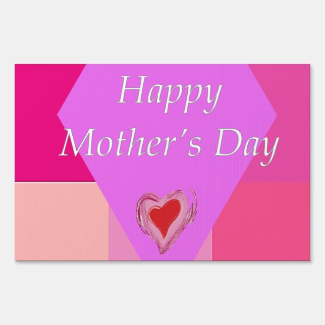 Happy Mother's Day Yard Sign Red Heart (Front)