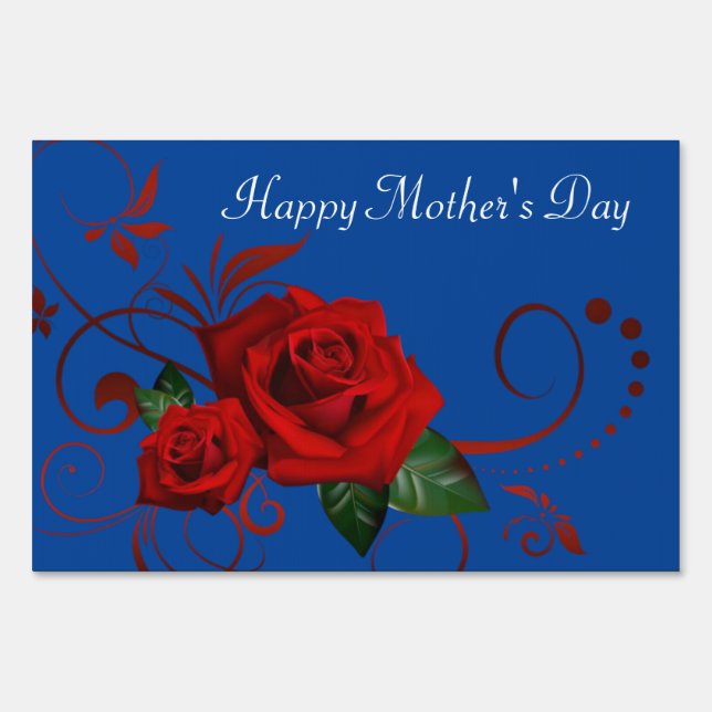 Happy Mother's Day Yard Sign Red Rose (Front)