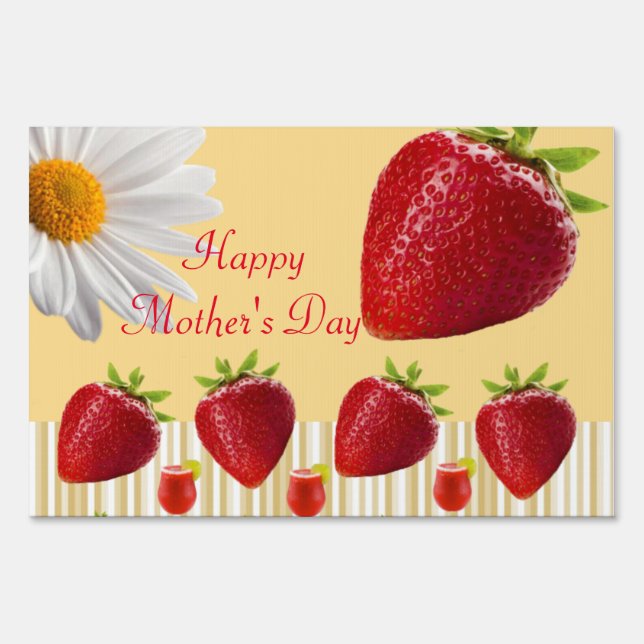 Happy Mother's Day Yard Sign Strawberry (Front)
