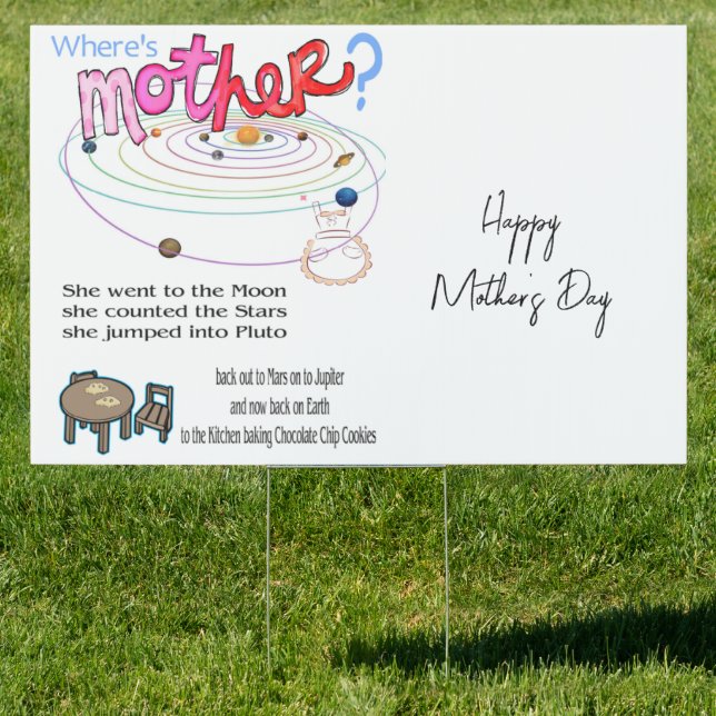 Happy Mother's Day Yard Sign Where's Mother? (Insitu)