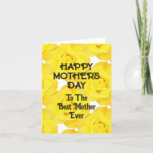 Happy Mothers Day Yellow Floral Custom Greetings Holiday Card