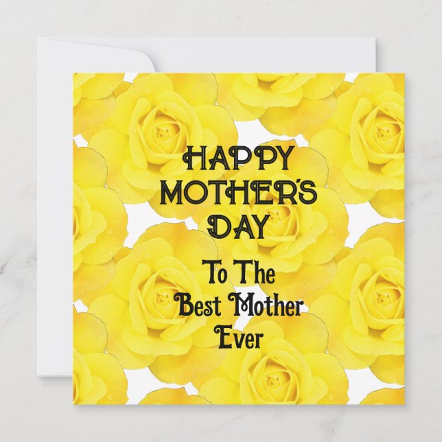 Happy Mother's Day Yellow Floral Custom Message  Holiday Card (Front)