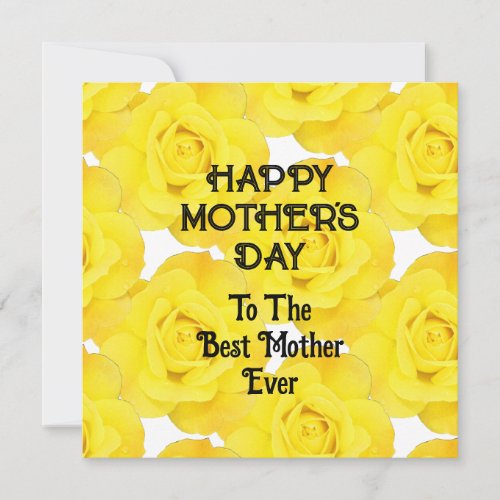 Happy Mothers Day Yellow Floral Custom Message  Holiday Card