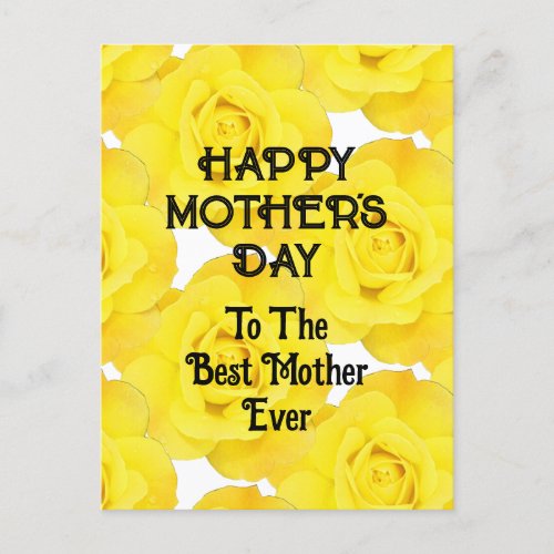 Happy Mothers Day Yellow Floral Custom Message  Postcard