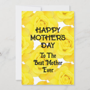 Happy Mother's Day Yellow Floral Custom Text Holiday Card