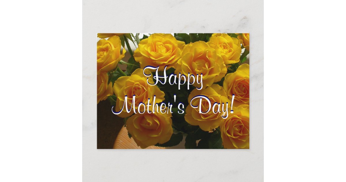 Happy Mother's Day Yellow Roses I Postcard | Zazzle