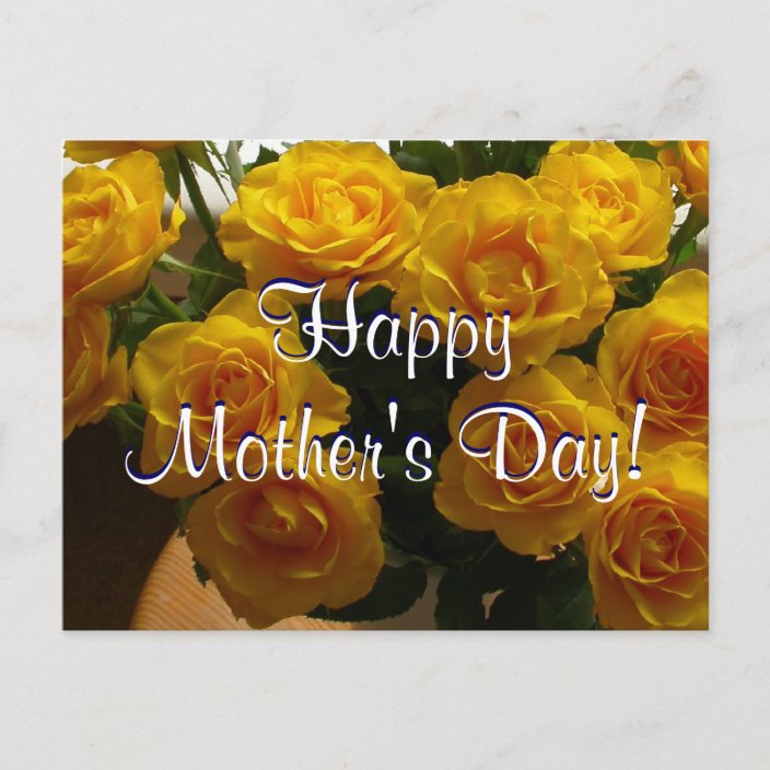Happy Mother's Day Yellow Roses I Postcard | Zazzle