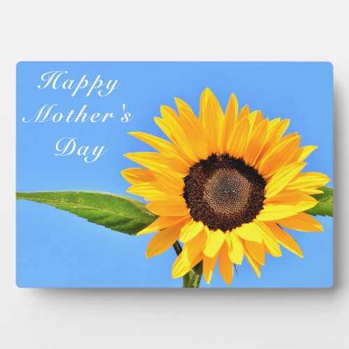 Happy Mothers Day _ Yellow Sunflower on Blue Sky Plaque