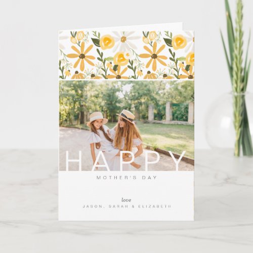 Happy Mothers Day Yellow Wildflower Florals Card