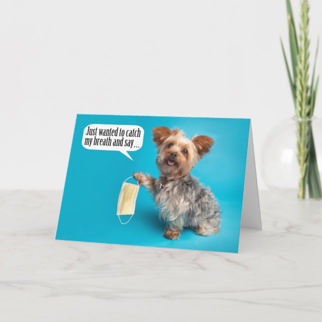 Happy Mother's Day Yorki With Face Mask Humor Card (Front)