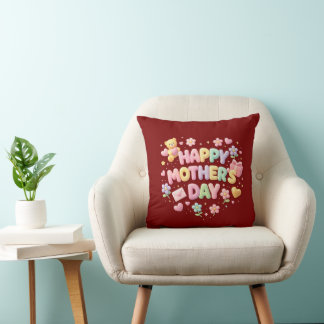 Happy Mother's Days - Bubble Bear Throw Pillow