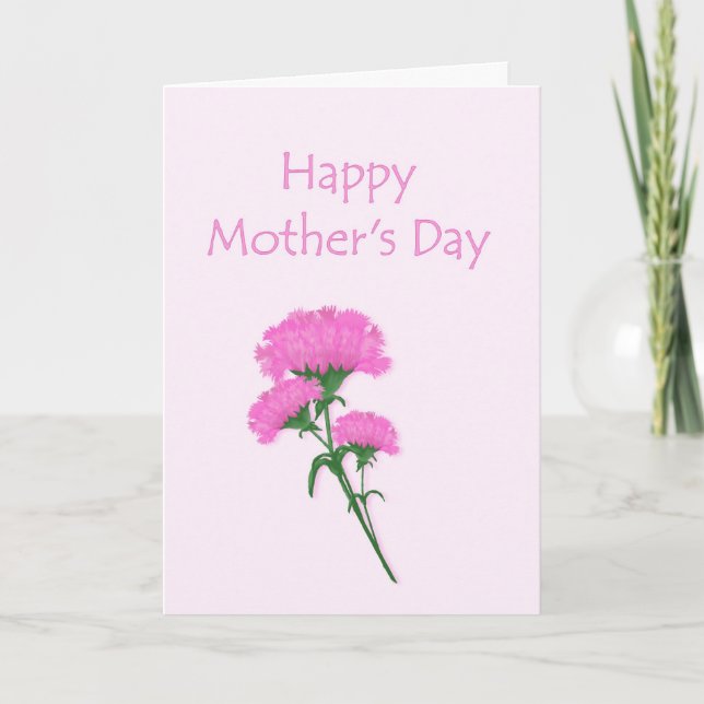 Happy Mother's Pink Carnations Card (Front)
