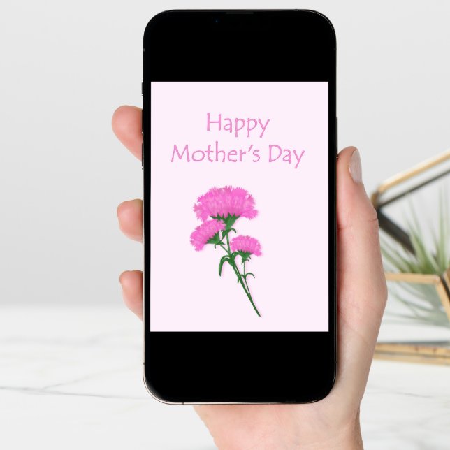 Happy Mother's Pink Carnations Card (Front Digital)