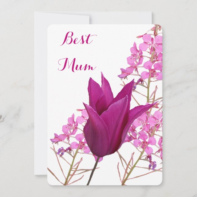 Happy Mother's pretty pink tulip beautiful floral Invitation (Front)