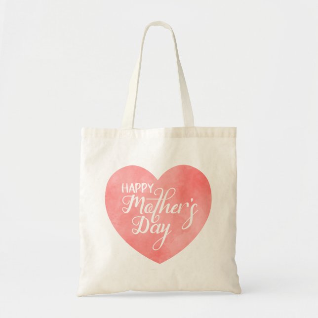 Happy mothr's day in pink heart tote bag (Front)