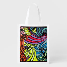 Happy  Motion Graphic Swirls Grocery Bag
