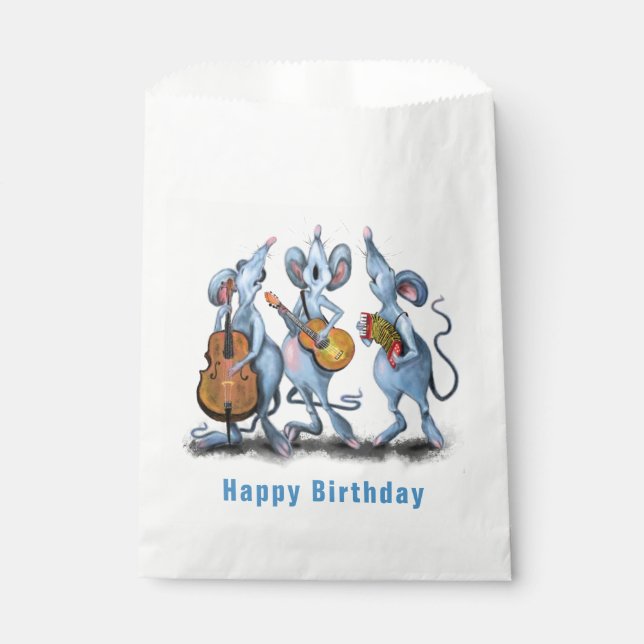 Happy Mouse Music Band Fun Birthday Favor Bag (Front)