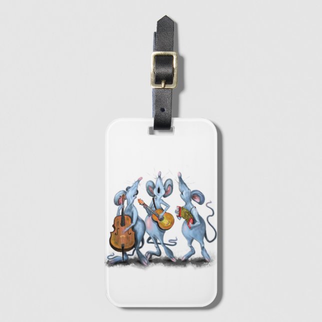 Happy Mouse Music Band Funny Luggage Tag (Front Vertical)