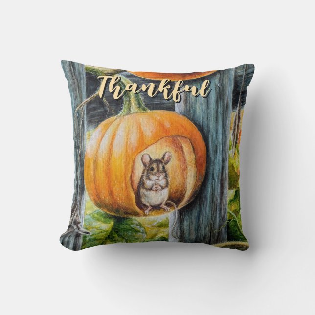 Happy mouse throw pillow (Front)