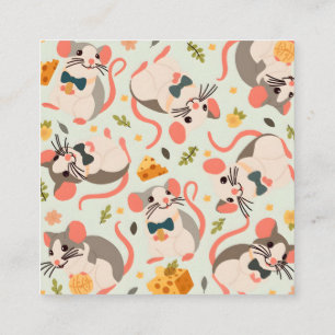 happy mouse with a good cheese square business card