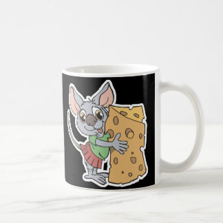 happy mouse with cheese coffee mug