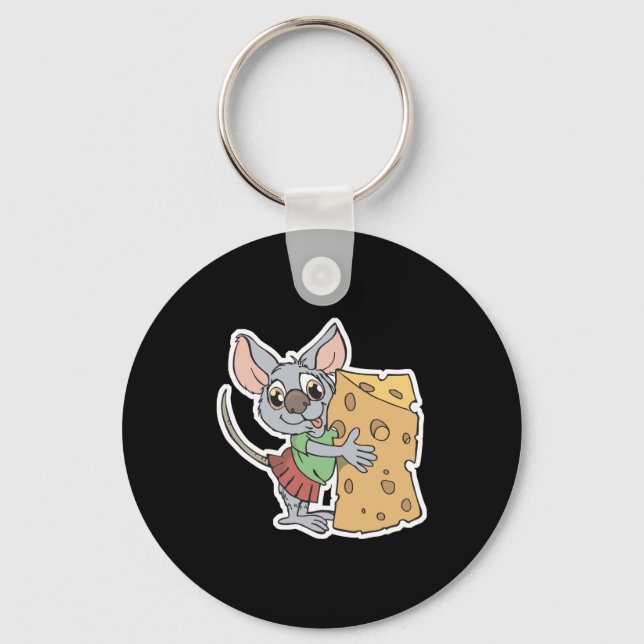 happy mouse with cheese keychain (Front)