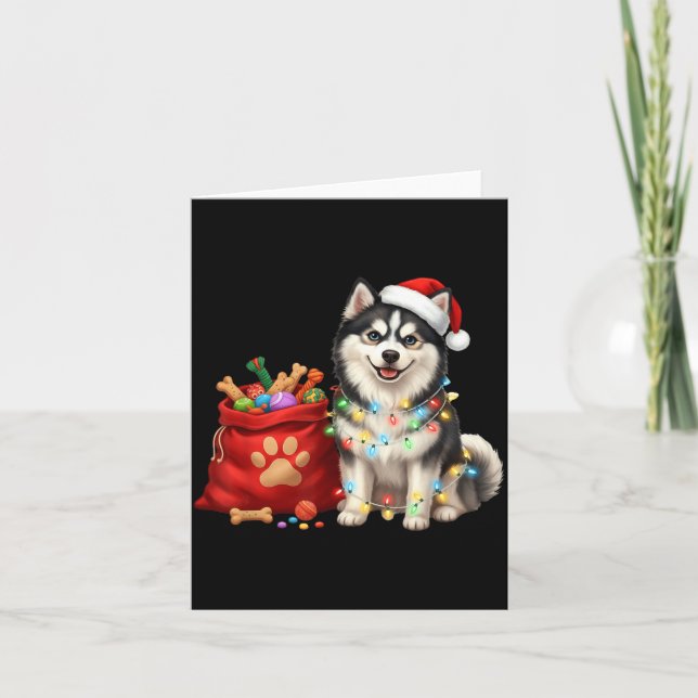 Happy Msky Christmas Lights Dog Mom Msky  Card (Front)