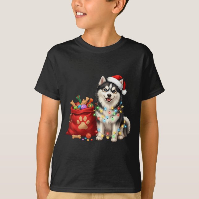 Happy Msky Christmas Lights Dog Mom Msky  T-Shirt (Front)