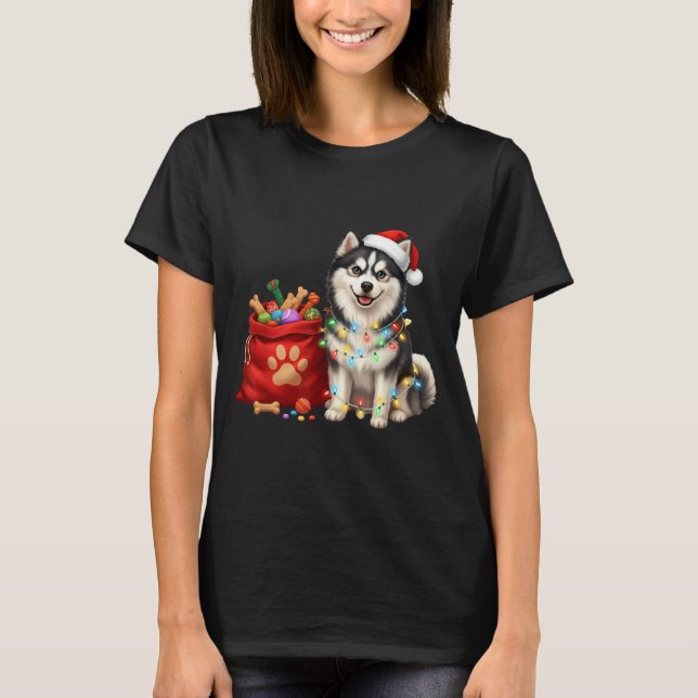 Happy Msky Christmas Lights Dog Mom Msky  T-Shirt (Front)