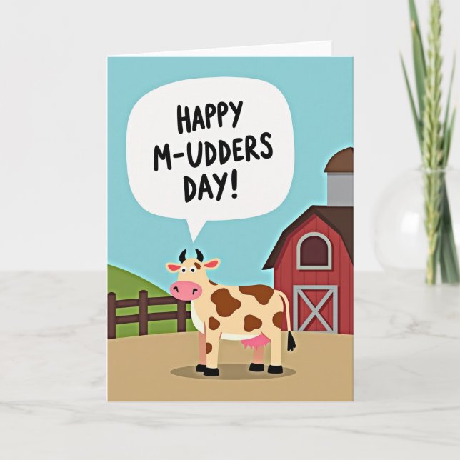 Happy Mudders Day Funny Cow Card (Front)