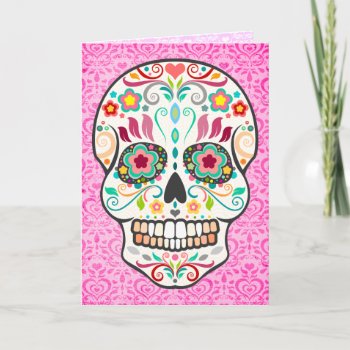Happy Muertos - Happy Sugar Skull Custom Card by creativetaylor at Zazzle