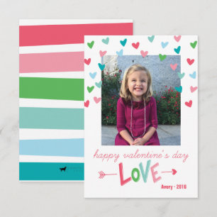 Happy Multi-Colored Hearts Valentine’s Photo Card