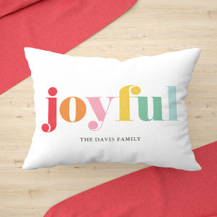 Happy Multicolor "Joyful" Holiday  Accent Pillow