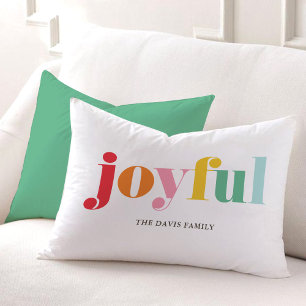 Happy Multicolor "Joyful" Holiday Accent Pillow
