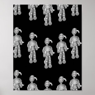 Happy mummies on black poster