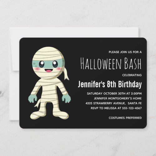 Happy Mummy Halloween Monster Birthday Invitation