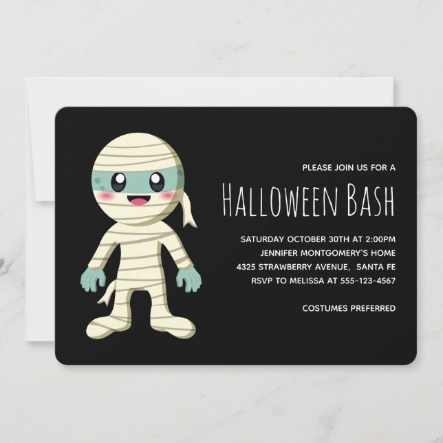 Happy Mummy Halloween Monster Party Invitation (Front)