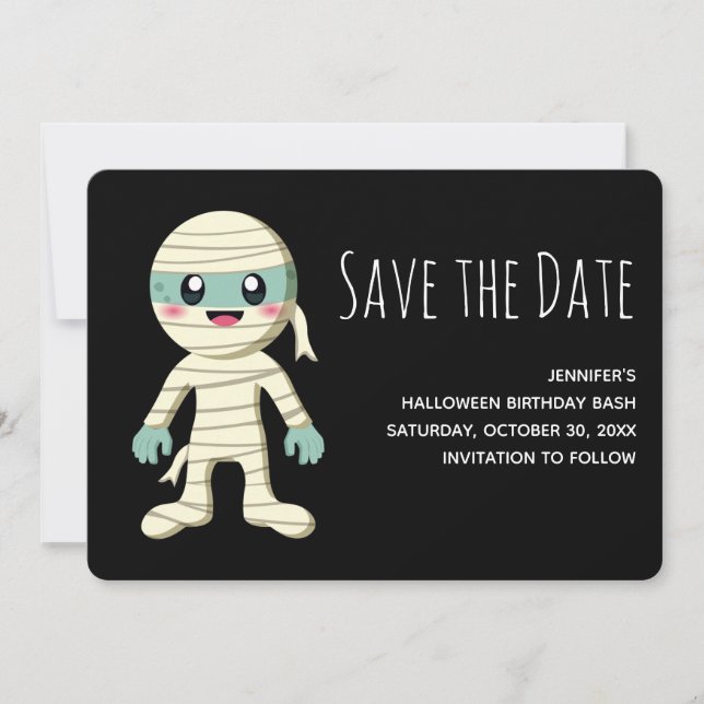 Happy Mummy Halloween Monster Save the Date (Front)